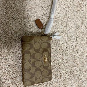 Coach Double Corner Zip Wristlet in Signature Canvas
